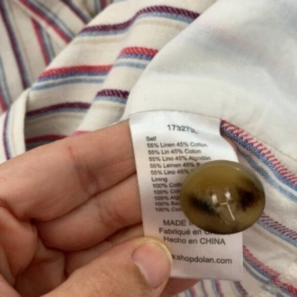 Dolan Anthropologie Women Double Breasted Striped Linen Blazer Size Medium - Picture 11 of 12